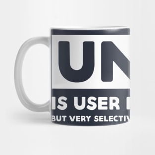 Unix is User Friendly - Funny Programming Jokes - Dark Color Mug